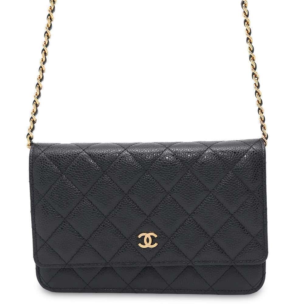 シャネル チェーンウォレット マトラッセ ココマーク キャビアスキン AP0250 CHANEL 財布 ブラック 黒 【安心保証】 【中古】 シャネル チェーンウォレット 財布 レディース CHANEL WALLET