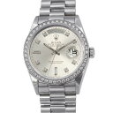 【決算セール開催中!】 ロレックス デイデイト R番 PTプラチナ ダイヤベゼル 18046A ROLEX 腕時計 シルバー文字盤 10PD 【安心保証】 【中...