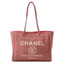 シャネル トートバッグ ドーヴィルライン ミディアム ショッピングバッグ ロゴ キャンバス A67001 CHANEL チェーントート 【安心保証】 【中古】 ...