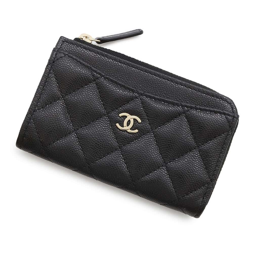シャネル コインケース マトラッセ ココマーク キャビアスキン AP3179 CHANEL フラグメント カードケース 黒 【中古】 シャネル コインケース レディース CHANEL WALLET
