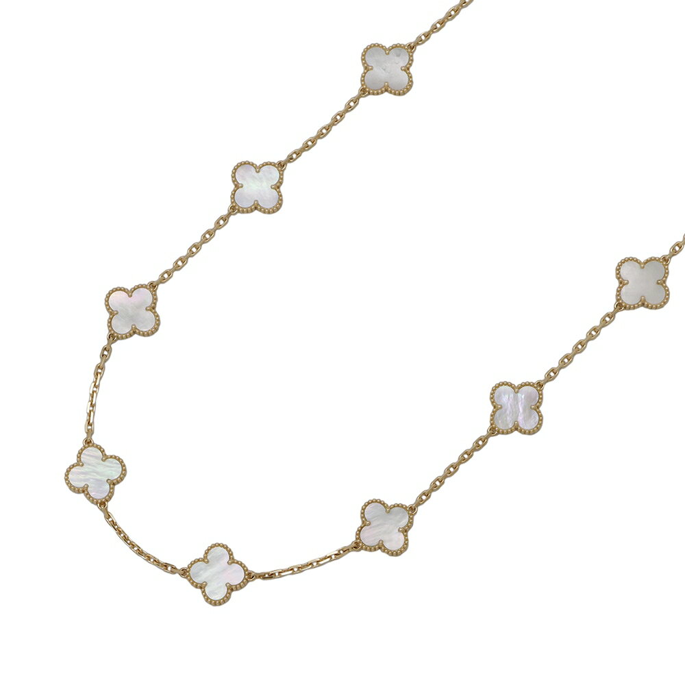 ヴァンクリーフ&アーペル ネックレス ヴィンテージ アルハンブラ ネックレス 10モチーフ マザーオブパール K18YG VCARA42800 【中古】 ヴァンクリーフ&アーペル アルハンブラ マザーオブパール Van Cleef & Arpels イエローゴールド 中古のサムネイル