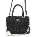 【決算セール開催中!】ミュウミュウ ハンドバッグ ナッパクリスタル 5BA251 Miu Miu 2wayショルダーバッグ 黒 【安心保証】 【中古】 ミュウミュウ バッグ ミュウミュウ レディース Miu Miu BAG