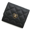 シャネル 三つ折り財布 マトラッセ ハートココ スモール フラップ ウォレット ラムスキン AP3392 CHANEL 黒 【安心保証】 【中古】 シャネル 財布 CHANEL WALLET