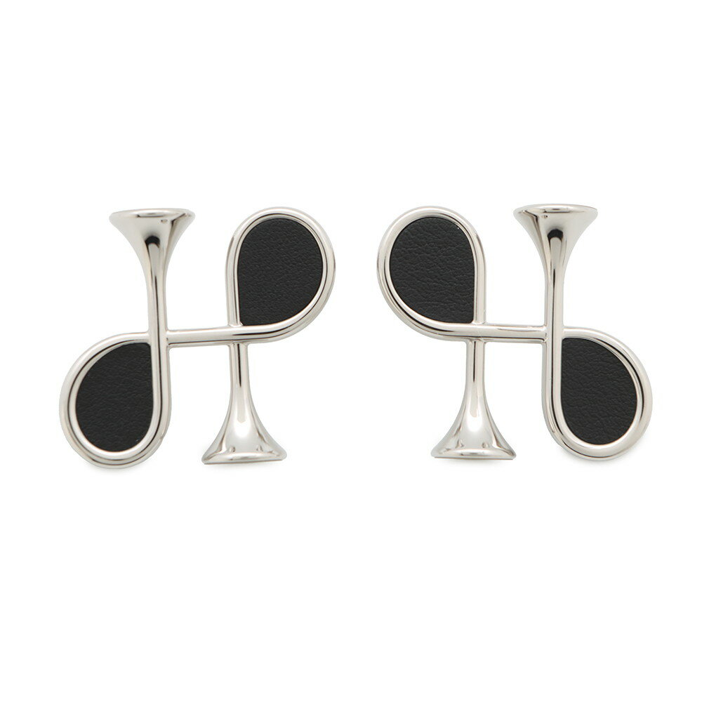 エルメス ピアス コルH ブラック/シルバー金具 スイフト/メタル HERMES アクセサリー 黒 【中古】 エルメス ピアス HERMESのサムネイル