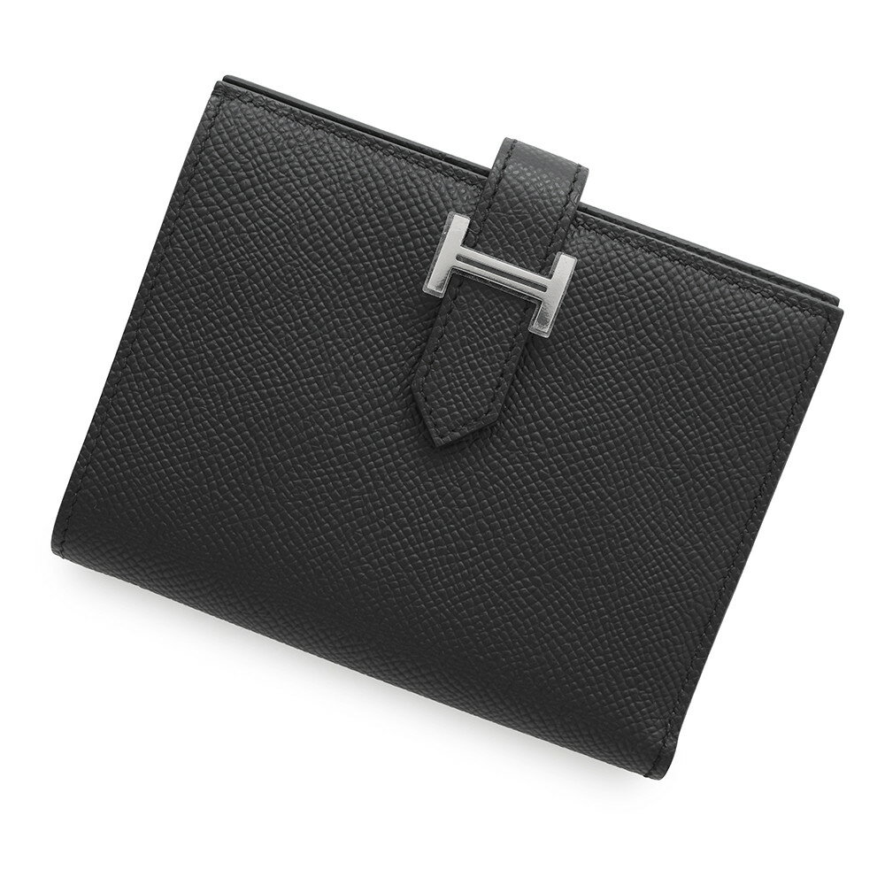 エルメス 二つ折り財布 ベアンコンパクト ブラック/シルバー金具 ヴォーマダム K刻印 黒 【中古】 エルメス 財布 エルメス 二つ折り財布 HERMES WALLETのサムネイル