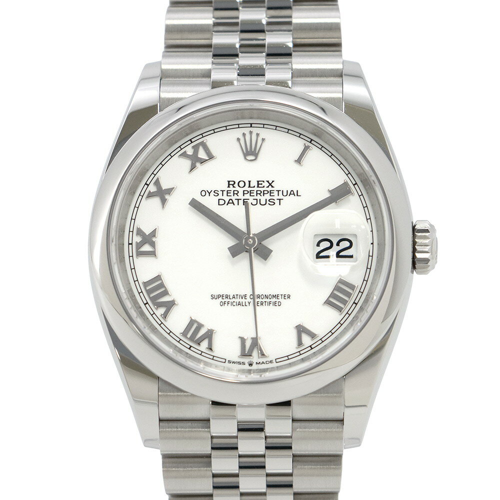 ロレックス デイトジャスト36 ランダムシリアルルーレット 126200 ROLEX 腕時計 白文字盤 ローマン 【安心保証】 【中古】 ロレックス デイトジャスト ROLEX 中古