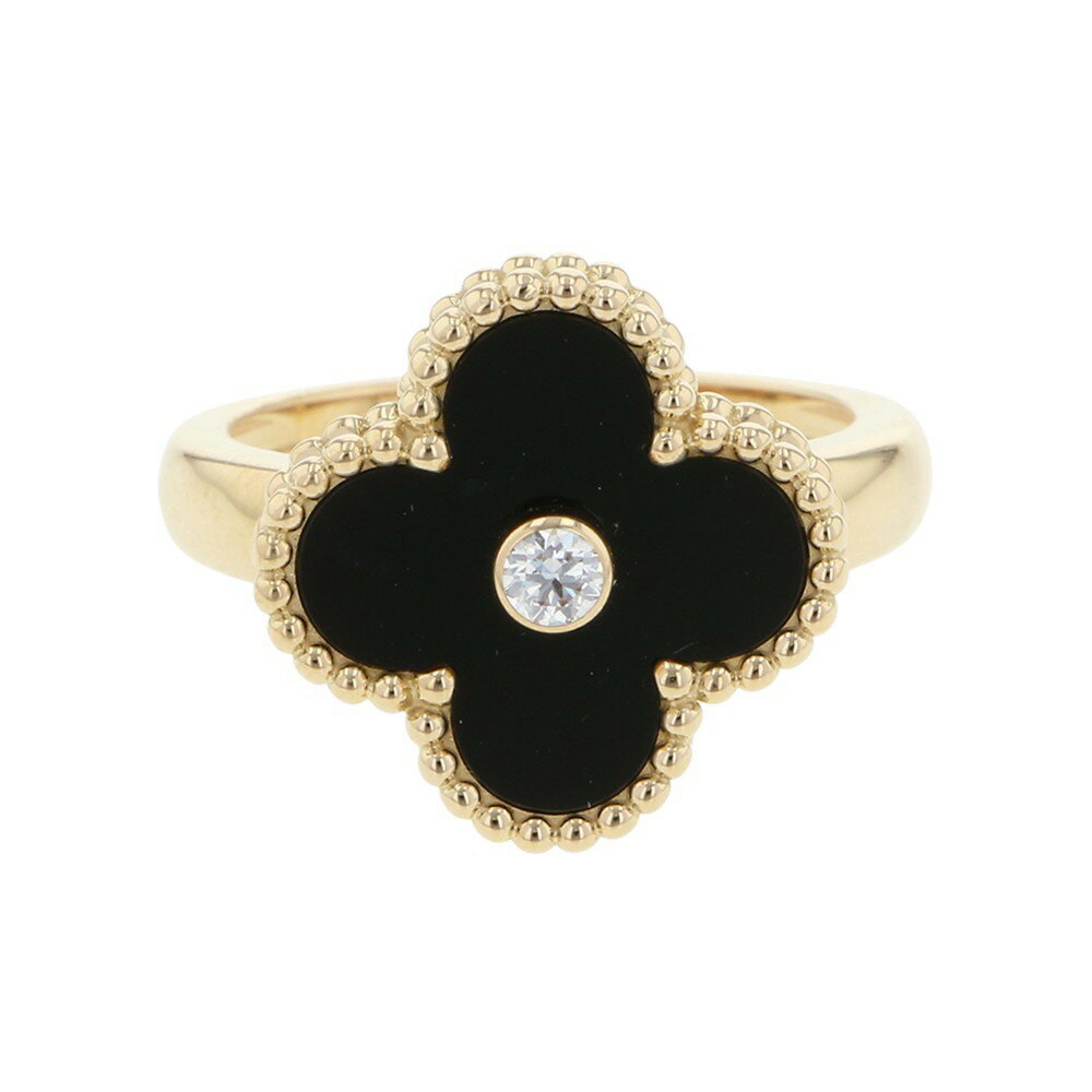 ヴァンクリーフ＆アーペル リング ヴィンテージ アルハンブラ リング オニキス/ダイヤモンド 1P 0.05ct K18YG サイズ50 VCARA41000 【安心保証】 【中古】 ヴァンクリーフ&アーペル アルハンブラ オニキス ダイヤモンド Van Cleef & Arpels イエローゴールド 中古のサムネイル