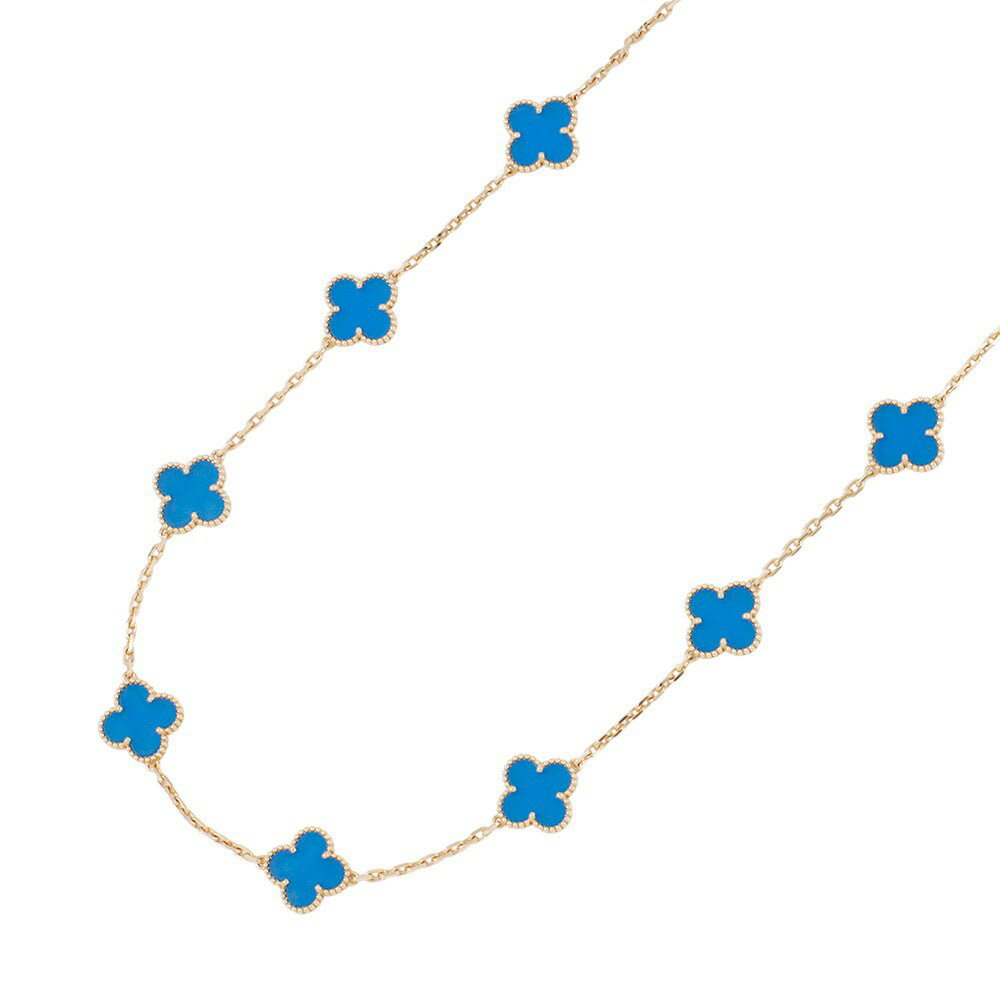 ヴァンクリーフ＆アーペル ネックレス ヴィンテージ アルハンブラ 10モチーフ ブルーアゲート K18YGイエローゴールド VCARP34800 【中古】 ヴァンクリーフ&アーペル アルハンブラ ブルーアゲート Van Cleef & Arpels ヴァンクリ 中古のサムネイル