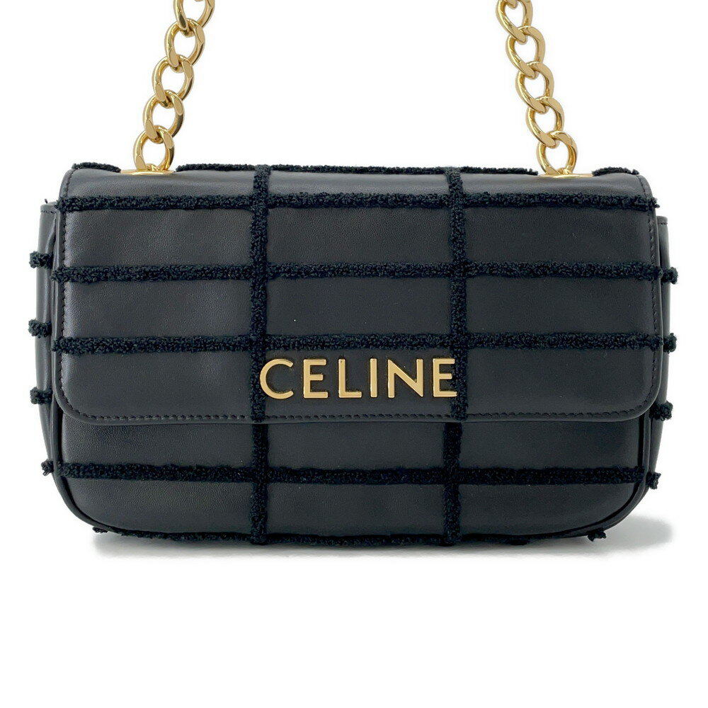 セリーヌ チェーンショルダーバッグ モノクローム レザー パイル 111273FCK CELINE バッグ 黒 【安心保証】 【中古】 セリーヌ バッグ セリーヌ レディース CELINE BAG(4)