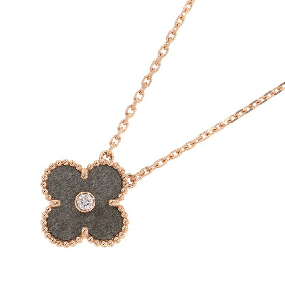 ヴァンクリ ネックレス ヴィンテージアルハンブラ シルバーオブシディアン ダイヤ 1P K18PG VCARP9T000 2023年ホリデー限定 【安心保証】 【中古】 ヴァンクリーフ&アーペル ヴィンテージアルハンブラ Van Cleef & Arpels ヴァンクリ 黒曜石 中古