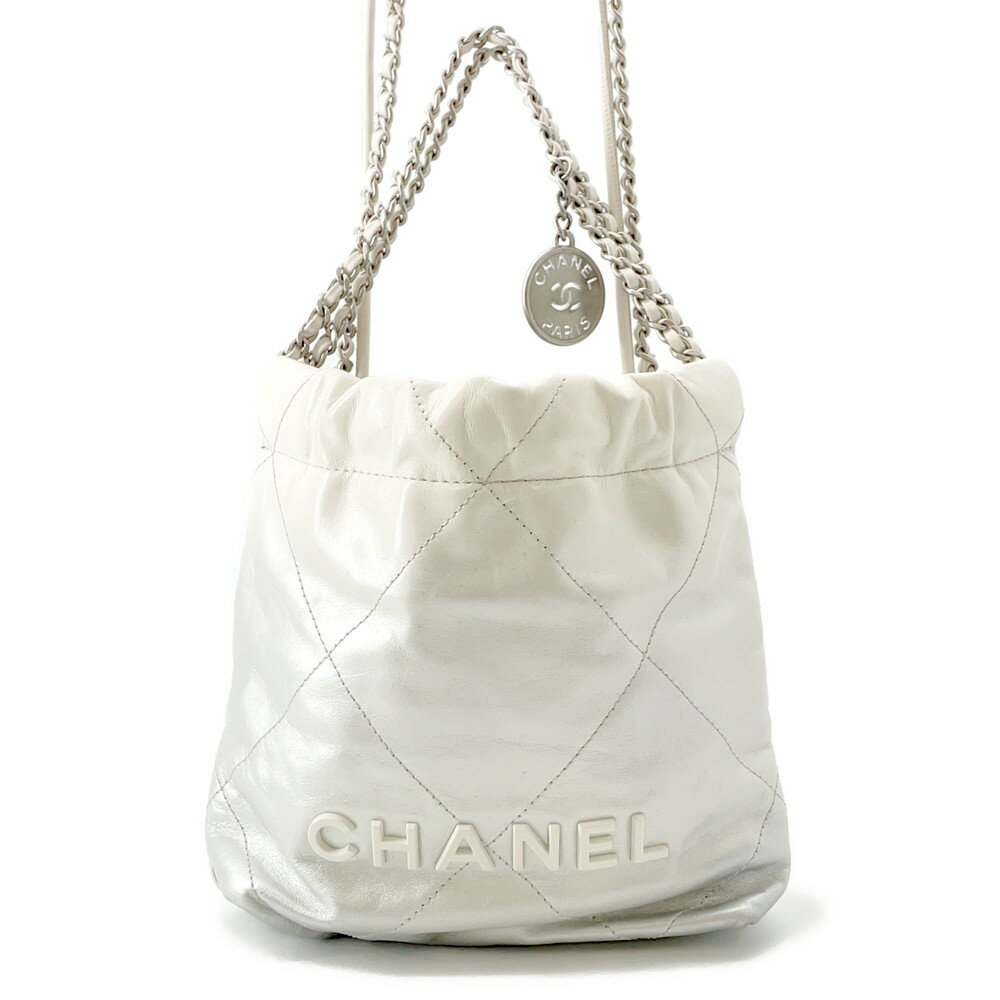 シャネル ハンドバッグ CHANEL 22 ミニ ココマーク シャイニーカーフレザー AS3980 CHANEL 2way 白 【安心保証】 【中古】 シャネル バッグ レディース CHANEL BAG(4)