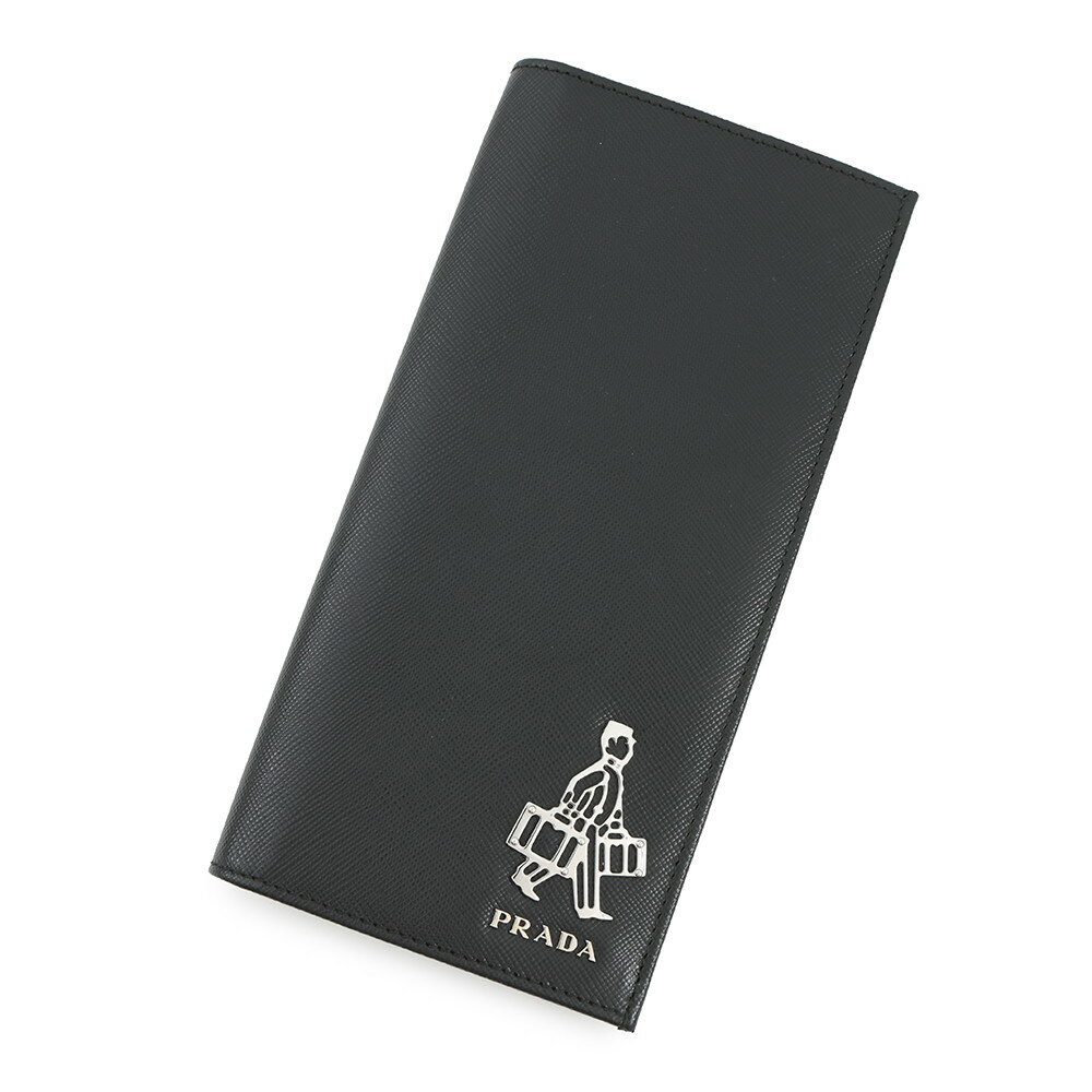 プラダ 長財布 サフィアーノトラベル ポーターコラボ レザー 2M1341 PRADA 財布 黒 【安心保証】 【中古】 プラダ 財布 メンズ PRADA WALLET