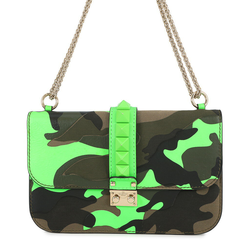 Rakuten - ヴァレンティノ・ガラヴァーニ チェーンショルダーバッグ グラムロック カモフラージュ キャンバス レザー VALENTINO 【安心保証】 【中古】 ヴァレンティノ・ガラヴァーニ バッグ VALENTINO BAG