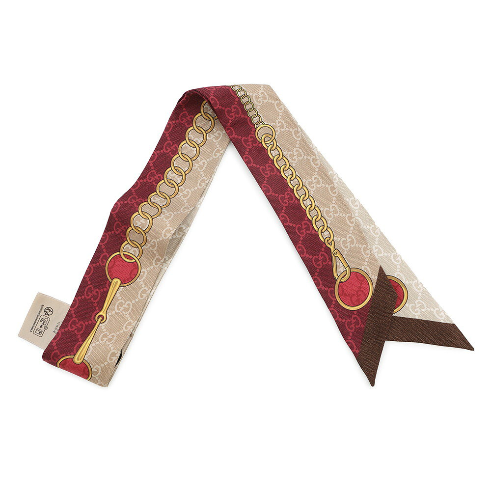Rakuten - グッチ スカーフ GG チェーン ホースビット プリント シルクツイル リボン シルク 774819 3G001 GUCCI 【中古】 グッチ スカーフ GUCCI SCARF