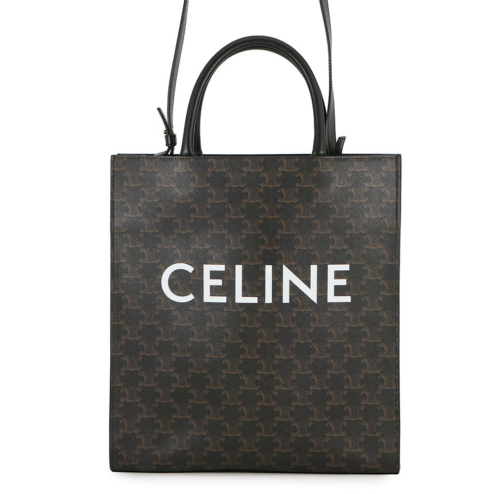 樂天商城 - セリーヌ トートバッグ トリオンフ バーティカルカバ ミディアム 194432 CELINE 2wayショルダーバッグ 黒 【安心保証】 【中古】 セリーヌ バッグ CELINE BAG