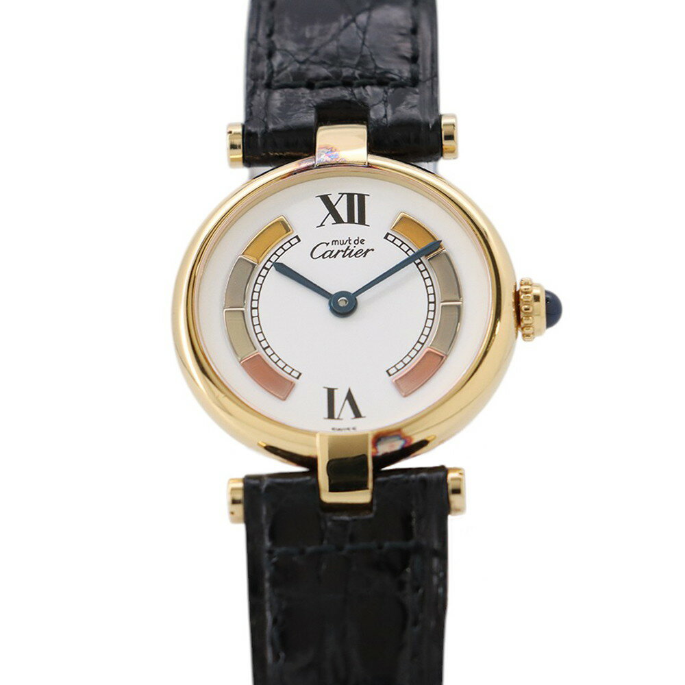 カルティエ マスト ヴァンドーム VLC SM 590004 Cartier 腕時計 白文字盤 【安心保証】 【中古】 カルティエ マスト ヴァンドーム Cartier カルティエ 中古