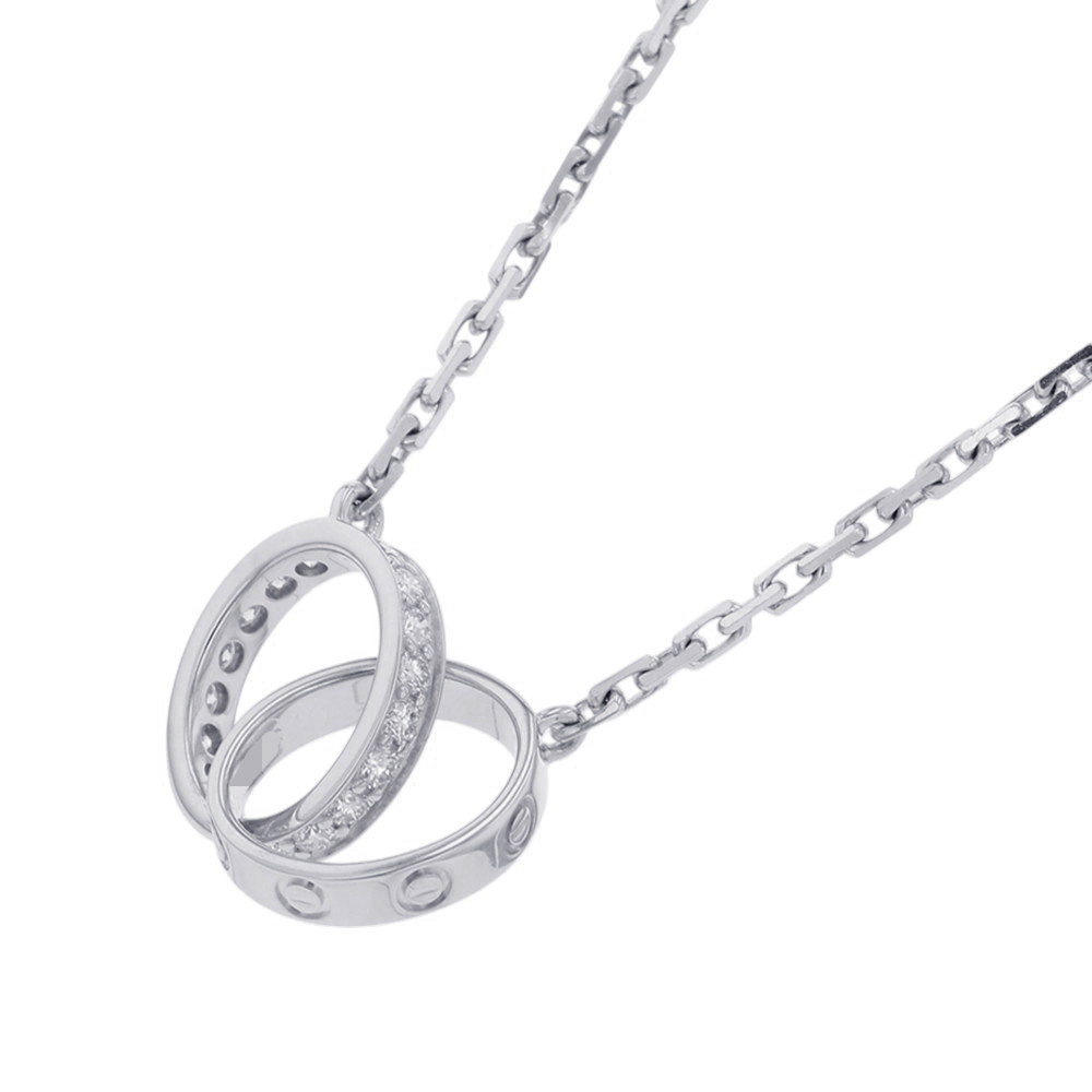Rakuten - カルティエ ネックレス LOVE セミパヴェ ダイヤモンド 18P 計0.22ct K18WGホワイトゴールド B7013700 ベビーラブ ペンダント 【安心保証】 【中古】 カルティエ ラブ LOVE ダイヤモンド セミパヴェ Cartier 中古