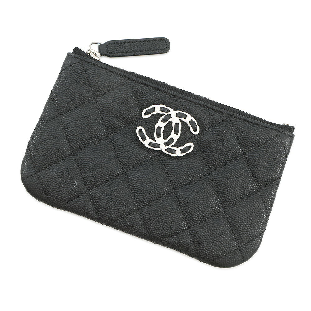 Rakuten - シャネル ポーチ マトラッセ シャネル19 キャビアスキン AP3720 CHANEL 小物入れ 黒 【安心保証】 【中古】 シャネル 小物入れ シャネル CHANEL