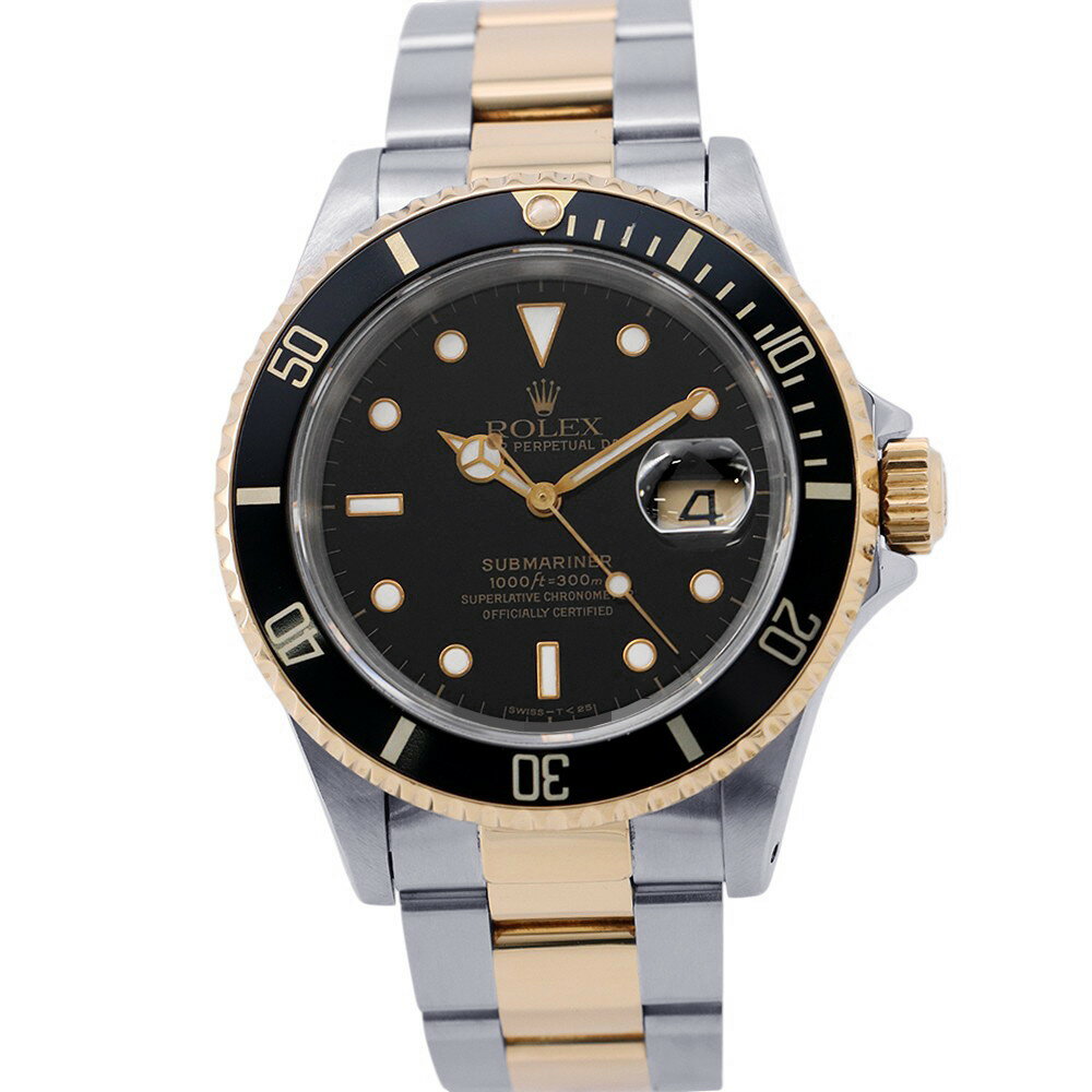 ロレックス サブマリーナ デイト コンビ S番 SS/K18YG 16613 ROLEX 腕時計 黒文字盤 【安心保証】 【中古】 ロレックス サブマリーナ ROLEX ロレックス 中古