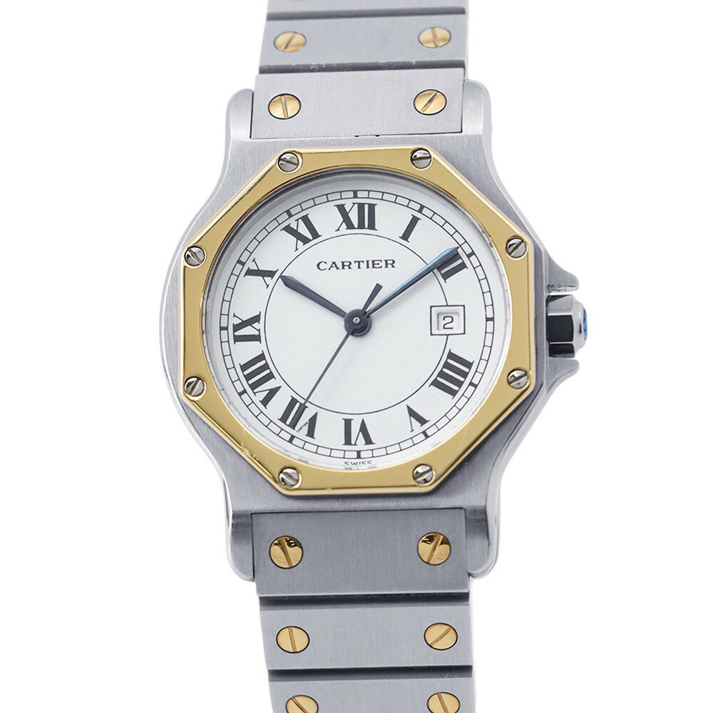 樂天商城 - カルティエ サントスロンド オクタゴン LM 81037288 Cartier 腕時計 白文字盤 【安心保証】 【中古】 カルティエ サントスロンド オクタゴン Cartier カルティエ 中古