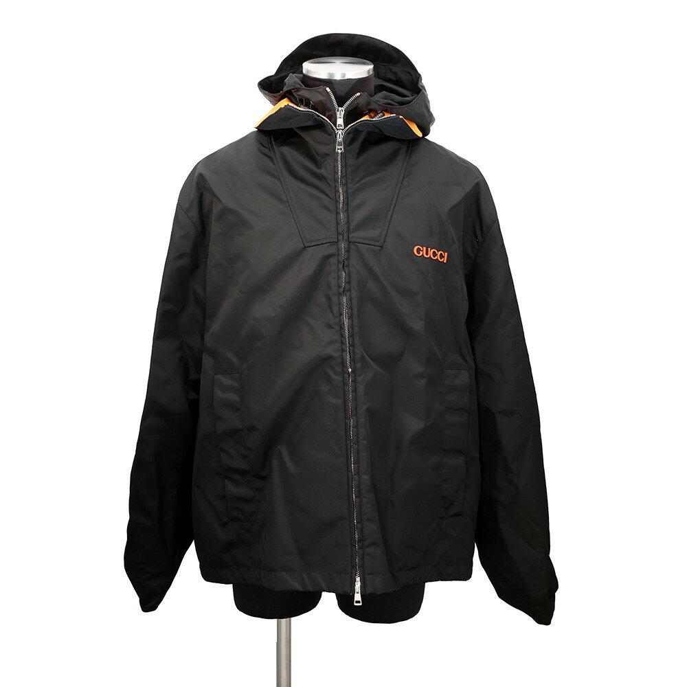 GUCCI - グッチ ジャケット パッチロゴ ツイル ナイロン メンズサイズ56 804964 GUCCI アウター 黒 【中古】 グッチ ジャケット メンズ GUCCI