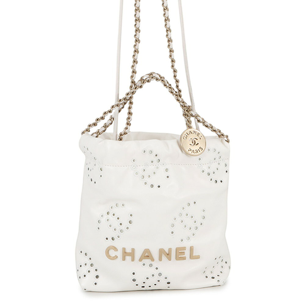 CHANEL - シャネル ハンドバッグ CHANEL 22 ミニ ココマーク パンチング シャイニーカーフレザー AS3980 2wayショルダー 白 【安心保証】 【中古】 シャネル バッグ シャネル レディース CHANEL BAG