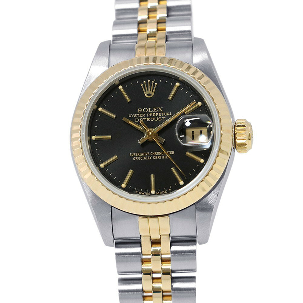 ロレックス デイトジャスト 94番 SS/K18YG 69173 ROLEX 腕時計 黒文字盤 【安心保証】 【中古】 ロレックス デイトジャスト ROLEX ロレックス 中古
