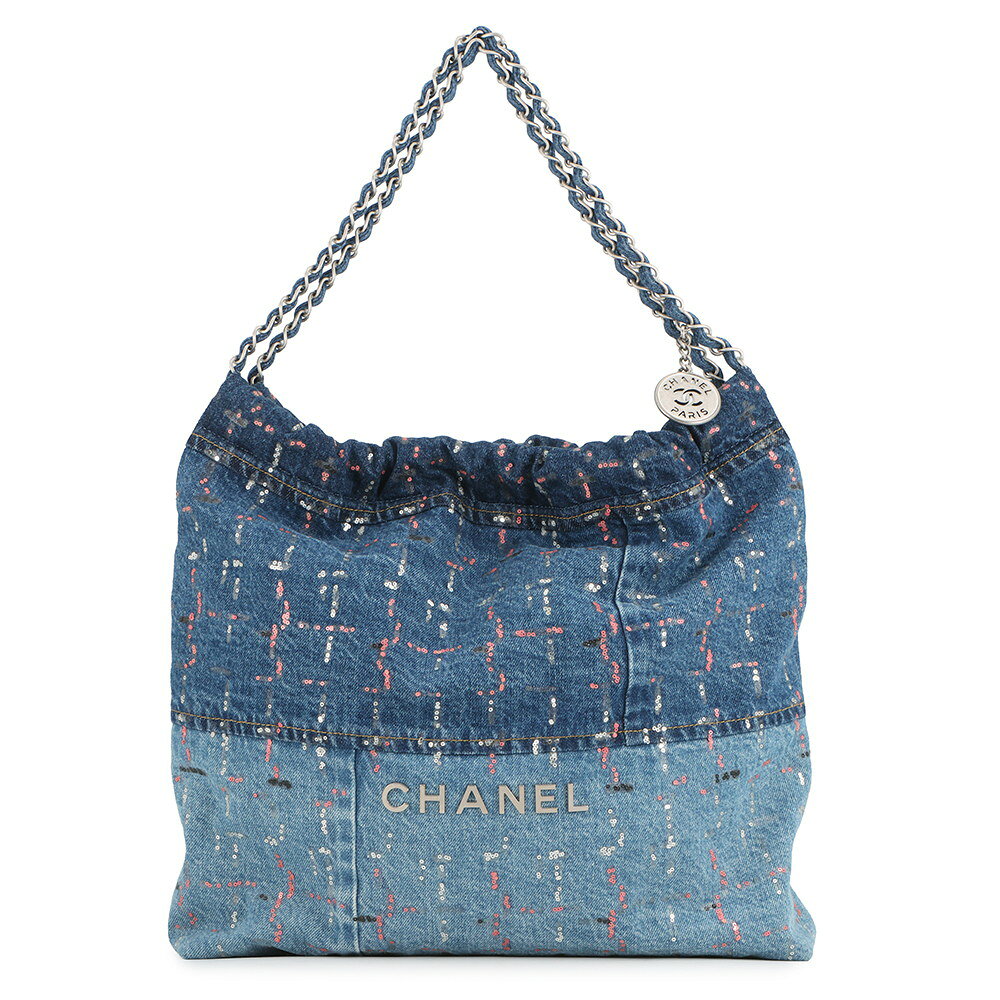 シャネル チェーンショルダーバッグ CHANEL 22 グリッターパッチワーク スモール デニム AS3261 ポーチ付き 【安心保証】 【中古】 シャネル バッグ レディース CHANEL BAG