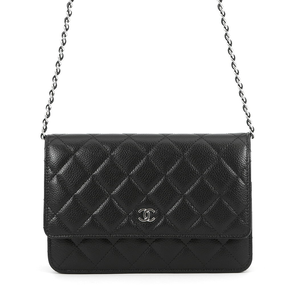 シャネル チェーンウォレット クラシック マトラッセ ココマーク キャビアスキン AP0250 CHANEL 財布 黒 【安心保証】 【中古】 シャネル チェーンウォレット 財布 シャネル レディース CHANEL WALLET