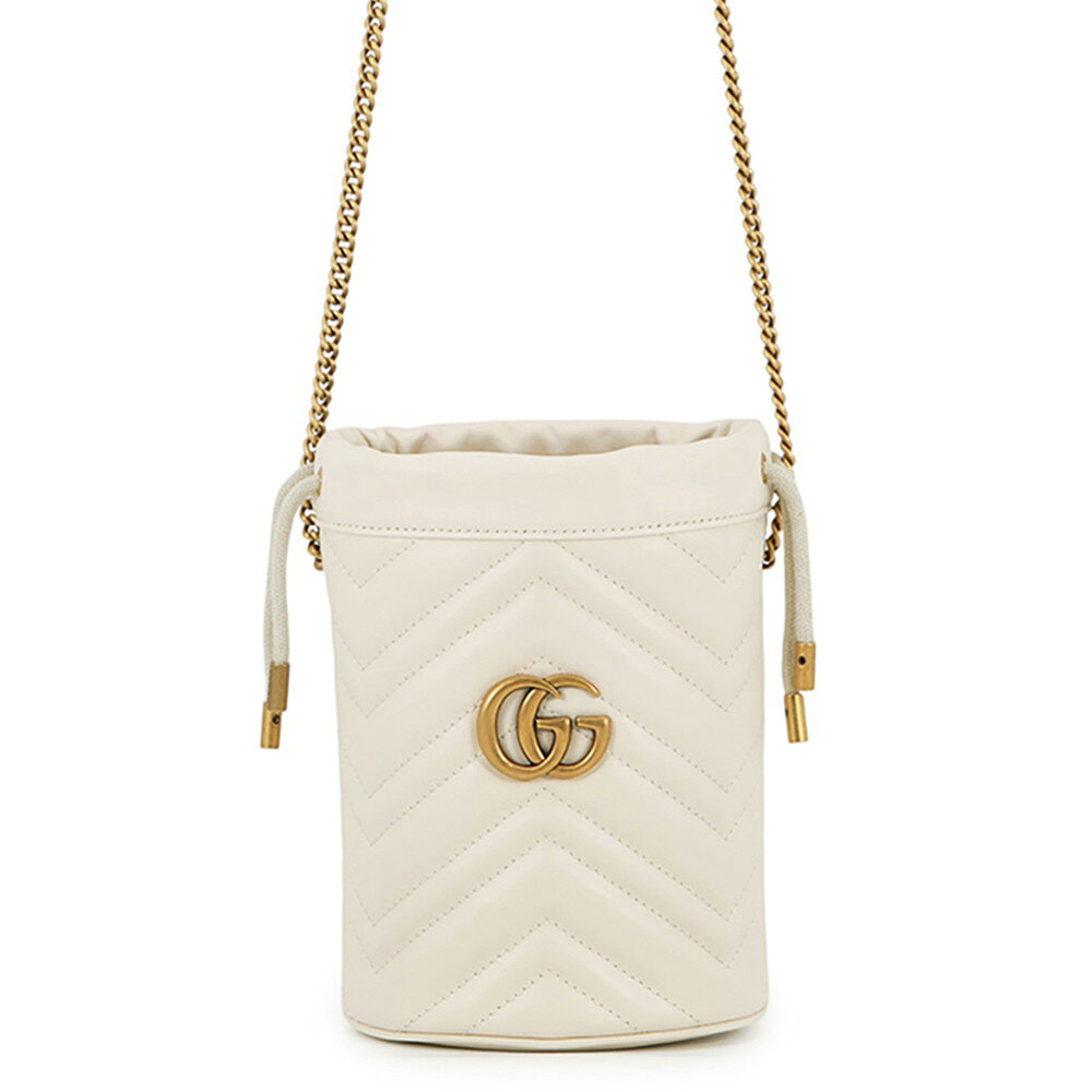 グッチ チェーンショルダーバッグ GGマーモント シェブロン キルティング スモールバケットバッグ 575163 GUCCI 巾着 白 【中古】 グッチ バッグ レディース GUCCI BAG