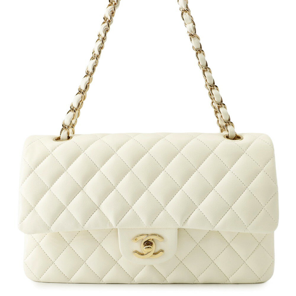 シャネル チェーンショルダーバッグ マトラッセ25 ココマーク ラムスキン ダブルチェーン A01112 CHANEL 白 【安心保証】 【中古】 シャネル マトラッセ バッグ シャネル レディース CHANEL BAG