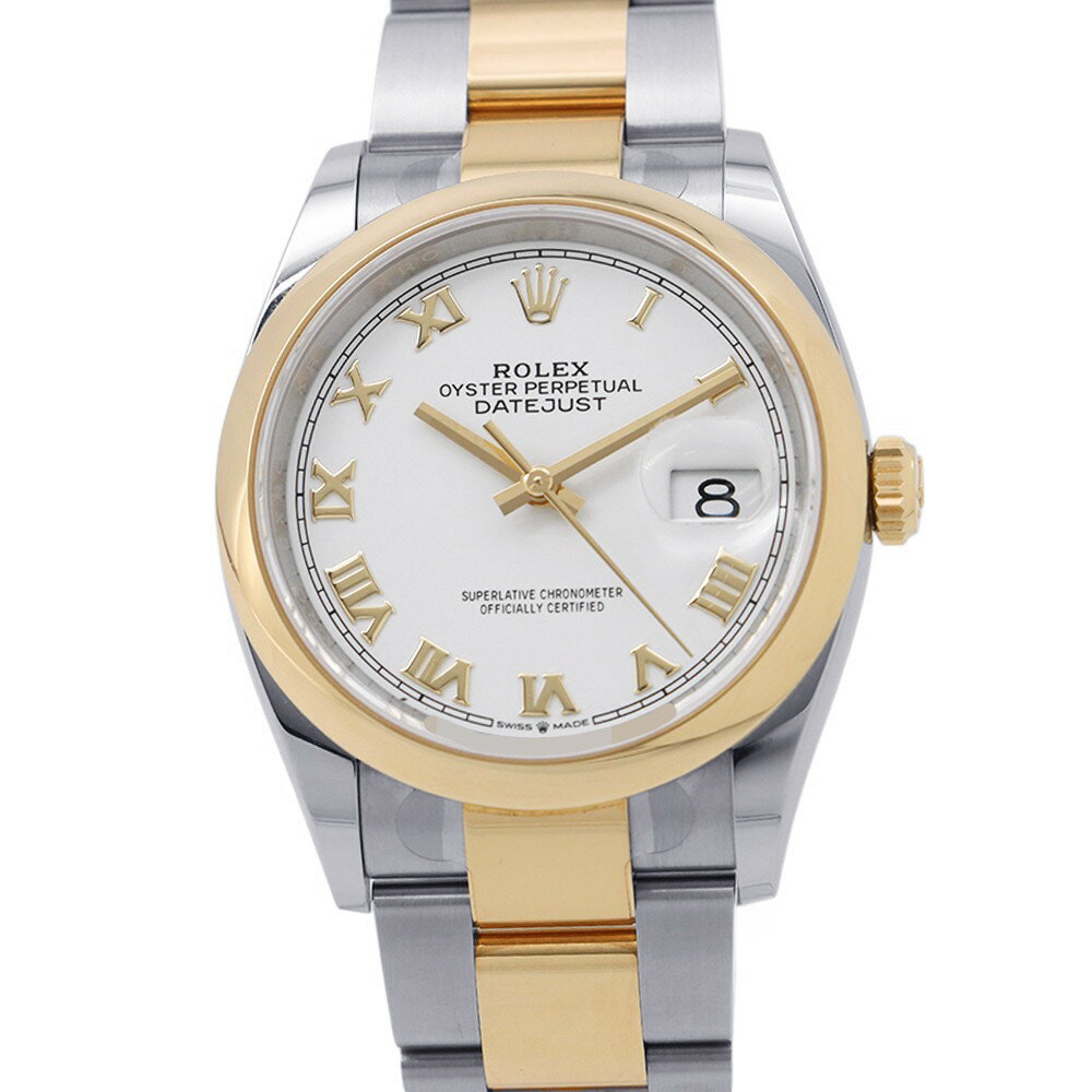ロレックス デイトジャスト SS/K18YG ランダムシリアル ルーレット 126203 ROLEX 腕時計 白文字盤 【安心保証】 【中古】 ロレックス デイトジャスト ROLEX ロレックス 中古