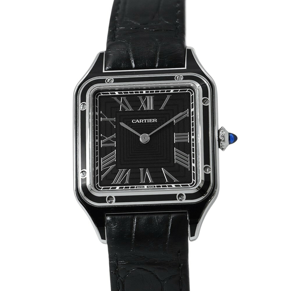 カルティエ サントス デュモン LM WSSA0046 Cartier 腕時計 黒文字盤 手巻き 【安心保証】 【中古】 カルティエ サントス Cartier カルティエ 中古