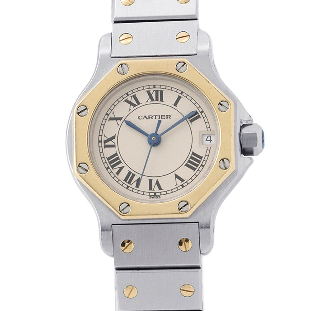 カルティエ サントス オクタゴン SM W2001683 Cartier 腕時計 ウォッチ クォーツ アイボリー文字盤 【安心保証】 【中古】 カルティエ サントス Cartier カルティエ