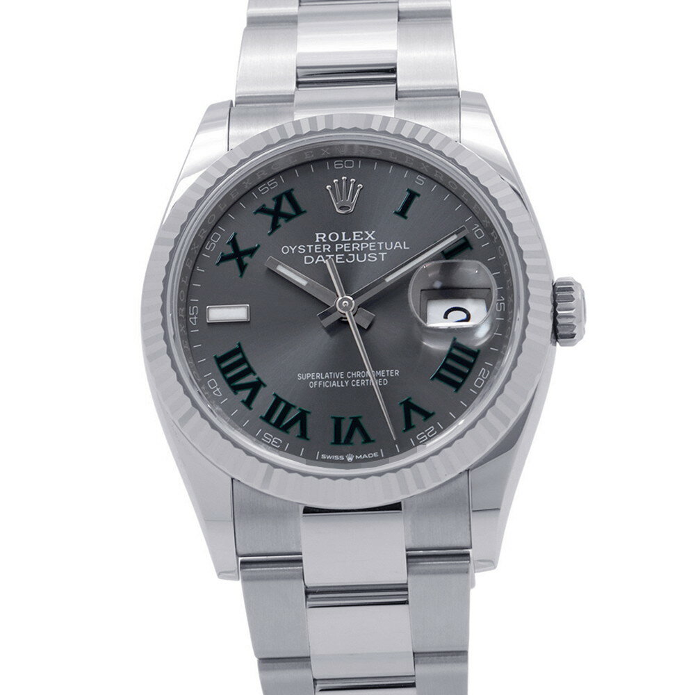 ロレックス デイトジャスト36 SS/K18WG ホワイトゴールド ランダム 126234 ROLEX 腕時計 スレート文字盤 ローマン 【安心保証】 【中古】 ロレックス デイトジャスト ROLEX ロレックス
