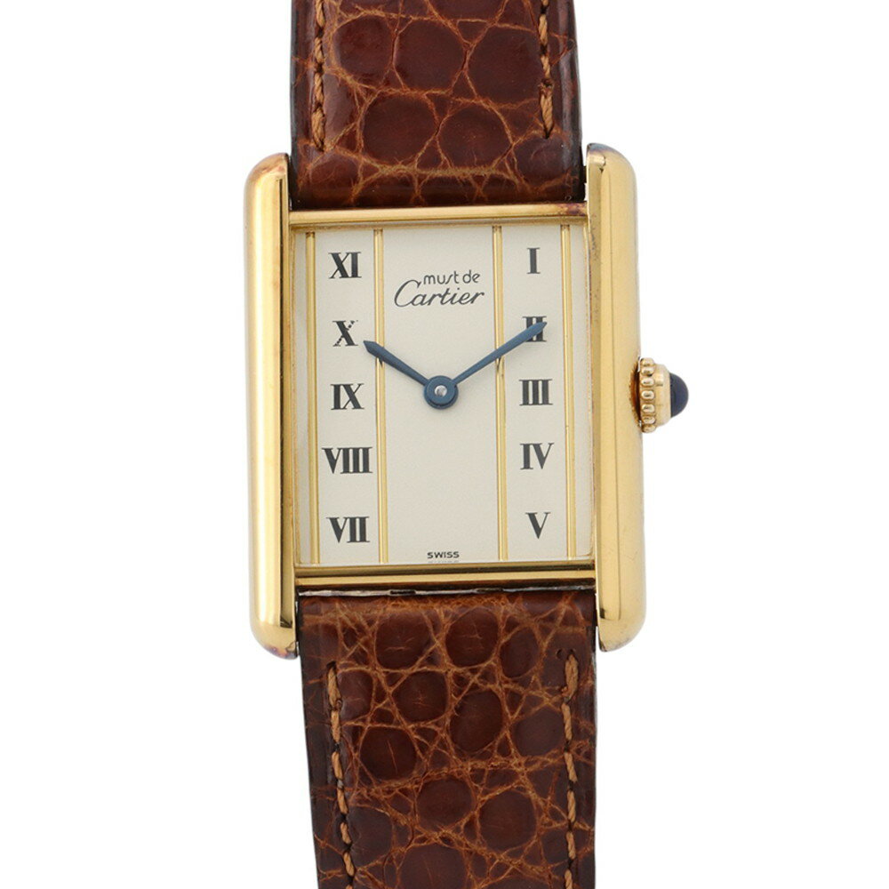 カルティエ マストタンク ヴェルメイユ LM W1002653 Cartier 腕時計 ウォッチ アイボリー文字盤 クォーツ ヴィンテージ 【安心保証】 【中古】 カルティエ マストタンク Cartier カルティエ 中古