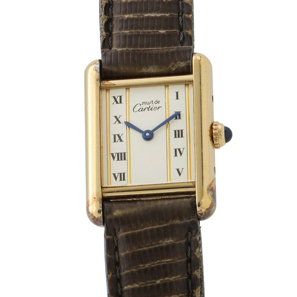 カルティエ マストタンク SM ヴェルメイユ W1003053 Cartier 腕時計 アイボリー文字盤 ヴィンテージ 【安心保証】 【中古】 カルティエ マストタンク Cartier カルティエ 中古