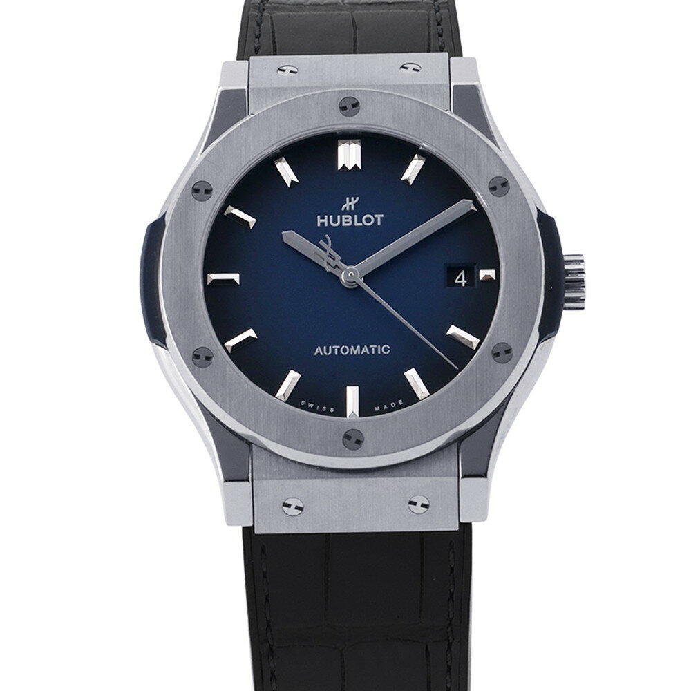 ウブロ クラシック フュージョン チタニウム ディープブルー 日本限定 511.NX.6670.LR.JPN HUBLOT 腕時計 グラデーションブルー文字盤 【安心保証】 【中古】 ウブロ クラシック フュージョン HUBLOT ウブロ 中古