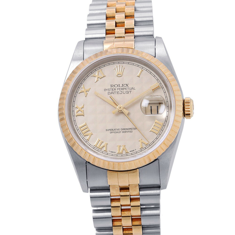 ロレックス デイトジャスト S番 SS/K18YG イエローゴールド 16233 ROLEX 腕時計 アイボリー文字盤 ピラミッド 【安心保証】 【中古】 ロレックス デイトジャスト ROLEX ロレックス
