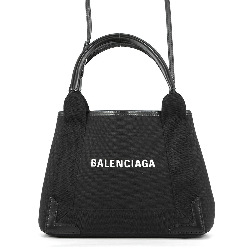 バレンシアガ ハンドバッグ ネイビーカバ XS キャンバス レザー 390346 BALENCIAGA ポーチ付 2way 黒 【安心保証】 【中古】 バレンシアガ バッグ BALENCIAGA BAG