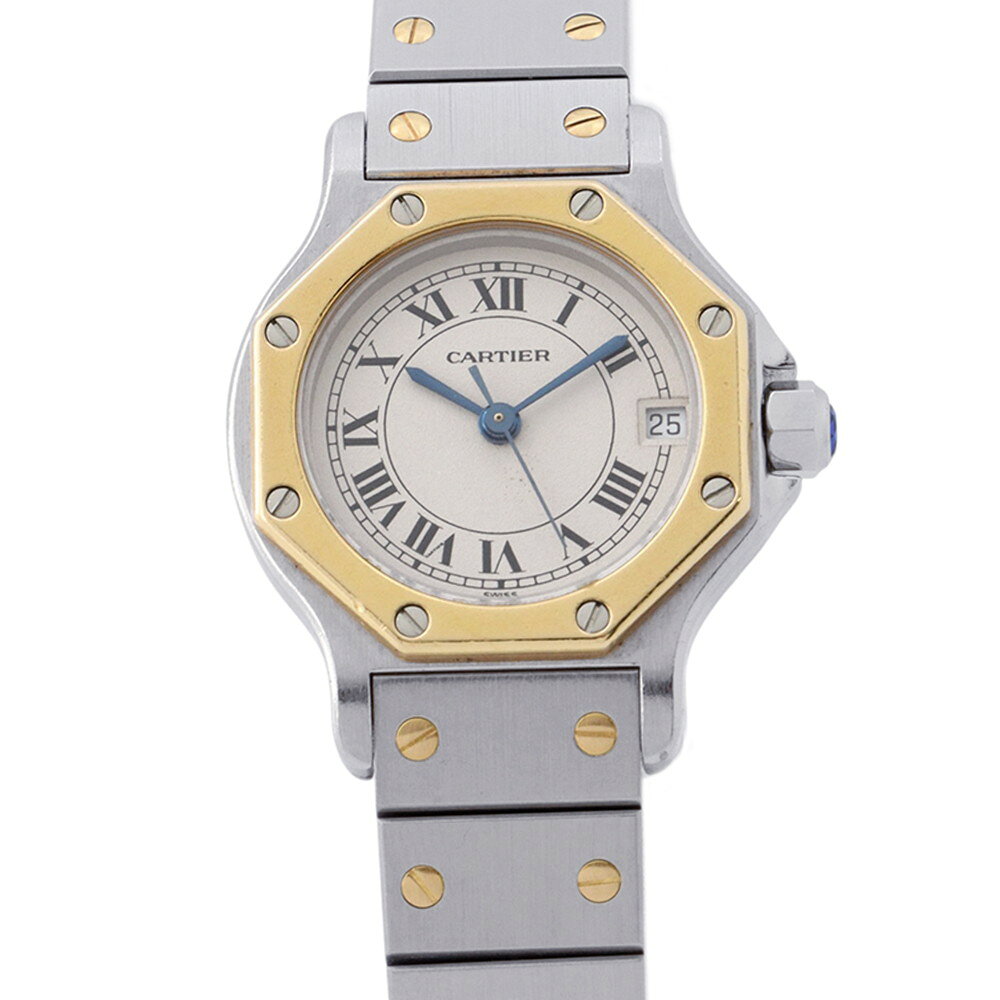 カルティエ サントスオクタゴン SM W2001683 Cartier 腕時計 アイボリー文字盤 クォーツ ヴィンテージ 【安心保証】 【中古】 カルティエ サントスオクタゴン Cartier カルティエ 中古