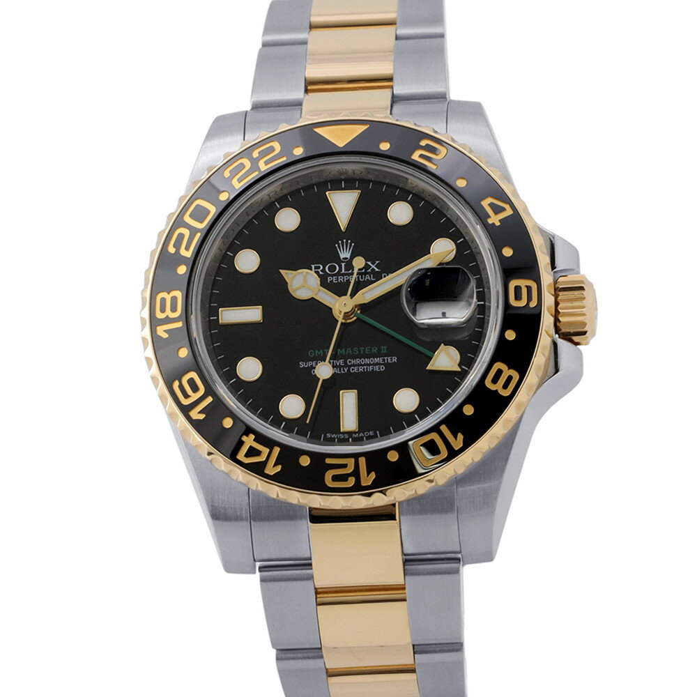 ロレックス GMTマスター2 デイト SS/K18YGイエローゴールド V番 116713LN ROLEX 腕時計 コンビ 黒文字盤 【安心保証】 【中古】 ロレックス GMTマスター ROLEX ロレックス