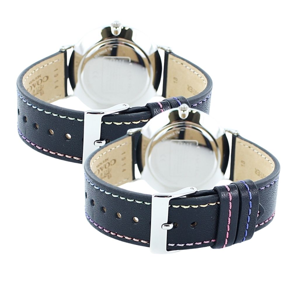 コーチ 腕時計 手表 ペアウォッチ ボーイズペア 同サイズ お揃い シンプル PERRY ペリー 虹色 2針 シンプル ブラック レザー 革ベルト 贈り物 ブランド腕時計 記念品 記念日 サプライズ 誕生日プレゼント