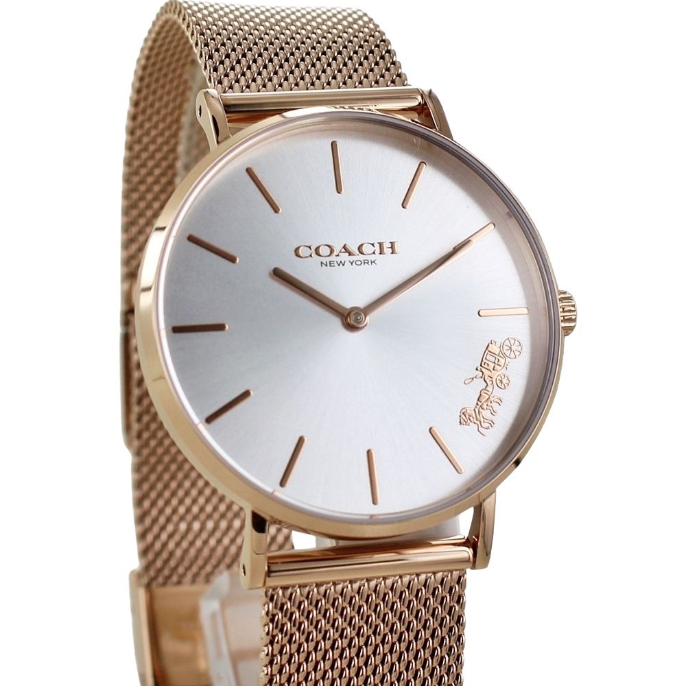 コーチ 時計 レディース 腕時計 PERRY ペリー ローズゴールド メッシュ ステンレス 時計 オシャレ ブランド 妻 母親 女友達 先輩 後輩 おしゃれ レディースウォッチ スタイリッシュ ラグジュアリー 馬車ロゴ サプライズ 誕生日プレゼント 成人 卒業 入学