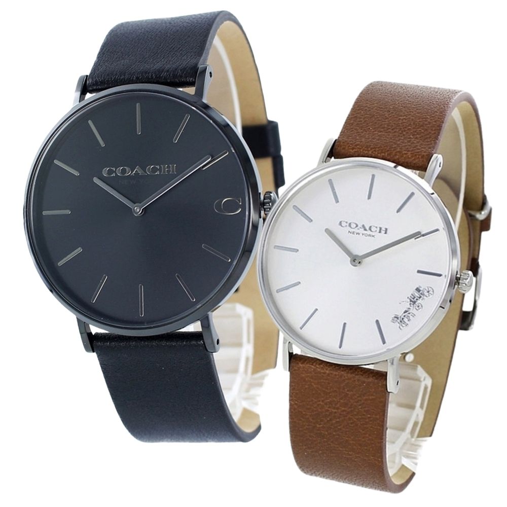 コーチ ペアウォッチ 腕時計 手表 2本セット 大人 上品 チャールズ ペリー ブラック ブラウン レザー 革ベルト とけい 革ベルト カップル 男女 ペアセット 誕生日ギフト 彼氏 彼女 贈り物 記念日 サプライズ お揃い ブランド腕時計 誕生日プレゼント 卒業 入学 お祝い