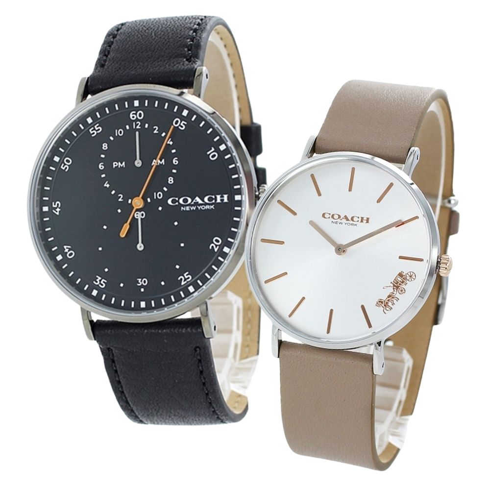 コーチ メンズ レディース 腕時計 手表 おしゃれな ペア 結婚祝い 夫婦 友達 カップル チャールズ ペリー ブラック ブラウンベージュ レザー 時計 アクセサリー 大人 カジュアルギフト 誕生日プレゼント 卒業 入学 お祝い
