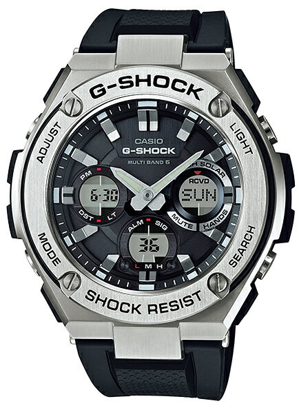 【10%OFFクーポン 5/18 0:00～5/21 9:59】カシオ Gショック Gスチール CASIO G-SHOCK G-STEEL 電波 ソーラー 電波時計 メンズ アナデジ 腕時計 ブラック シルバー GST-W110-1AJF【国内正規モデル】