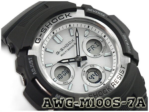 G-SHOCK Gショック 逆輸入海外モデル CASIO カシオ アナデジ 電波 ソーラー 腕時計 ホワイト ブラック AWG-M100S-7AER AWG-M100S-7A