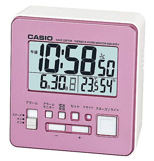 CASIO CLOCK カシオ クロック 電波 目覚まし時計 置き時計 温湿度計つき パールピンク DQD-805J-4JF 国内正規品