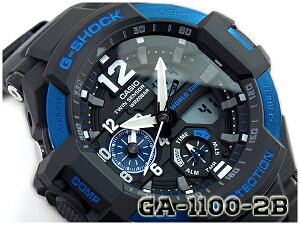 G-SHOCK Gショック GRAVITYMASTER グラビティマスター 逆輸入海外モデル CASIO カシオ ツインセンサー アナデジ 腕時計 ブルー ブラック GA-1100-2BDR GA-1100-2B